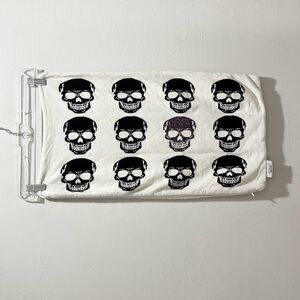 MORTAR & BONE Ivory Black Purple Pillow Cover Skulls Halloween Goth 13” X 23”